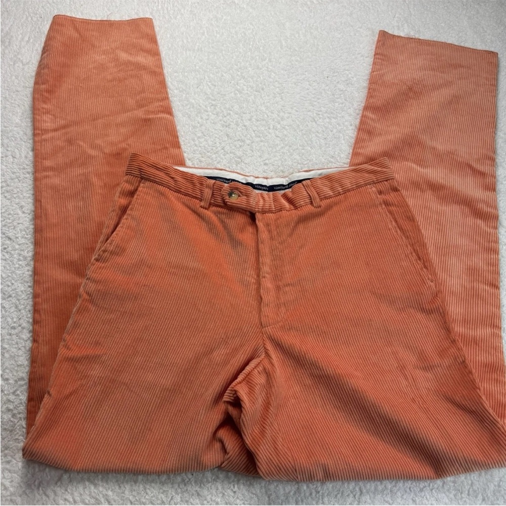 Vineyard Vines Men’s‎ Pants Size 35 Orange Corduroy Chino Unfinished Hem Cotton